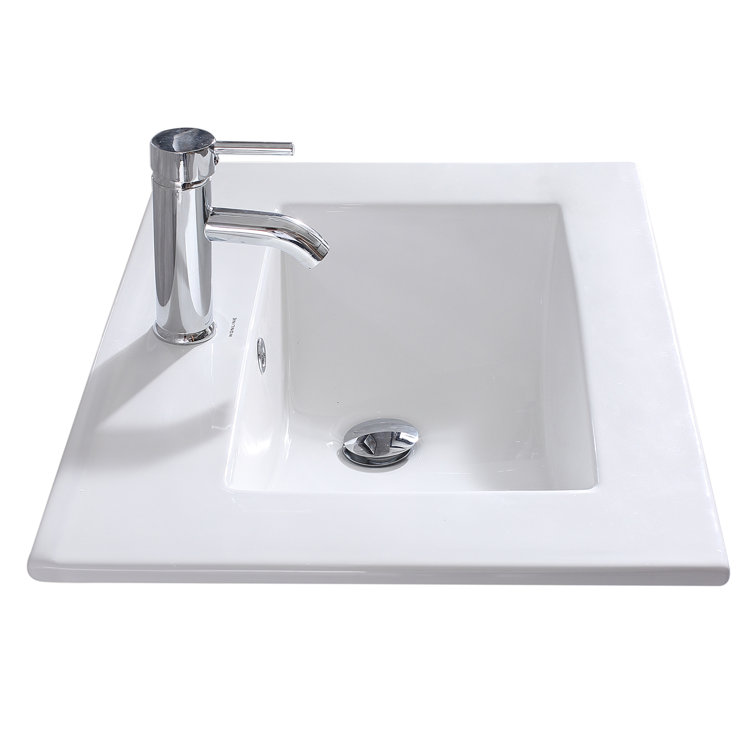 18.1'' White Ceramic Rectangular Dropin Bathroom Sink with